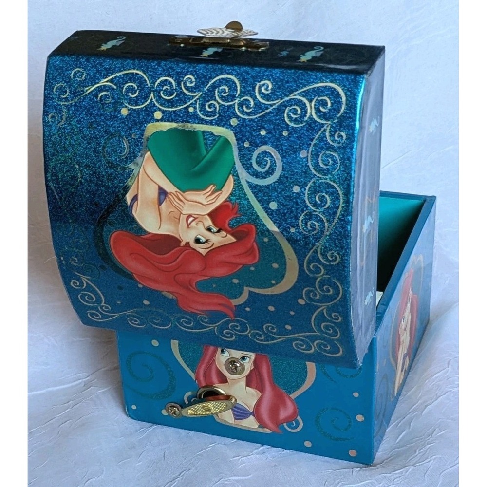 Vtg 80s Little Mermaid Musical Jewelry Box Disney Parks Ariel Under The Sea 1988 - Picture 9 of 16